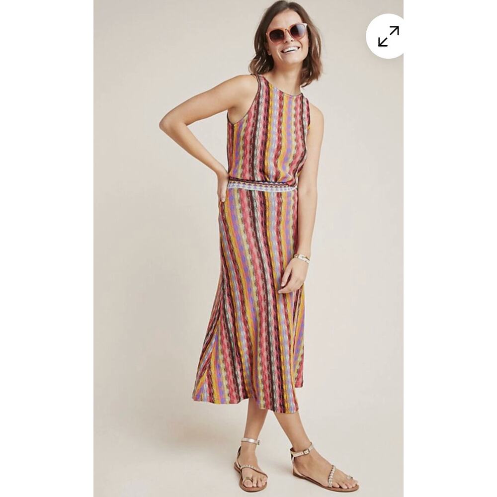 Anthropologie Aldomartins Skirt XS Marbella Knit Midi Colorful Boho Artsy Summer
